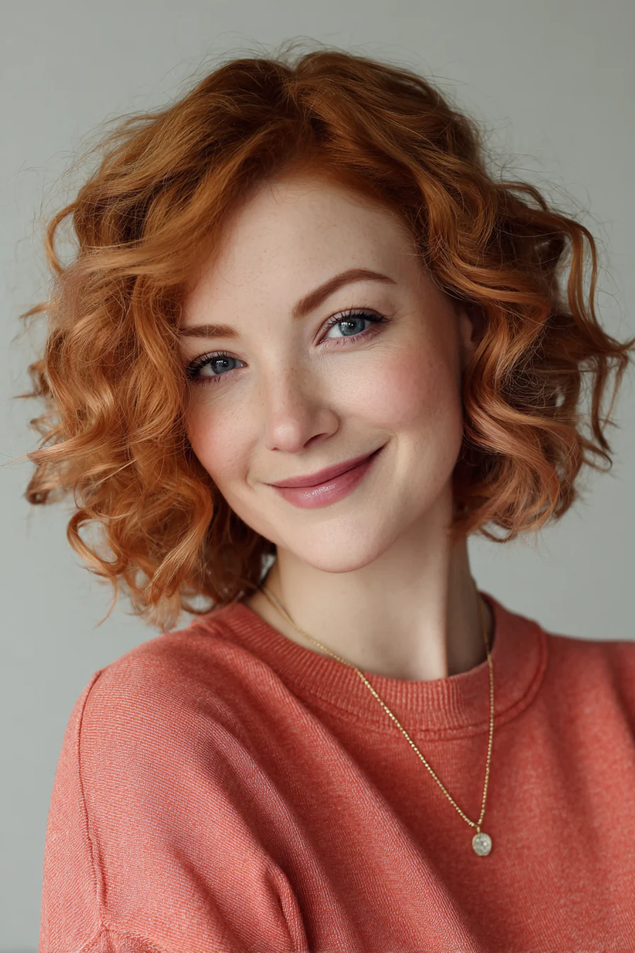 3. Weiche Locken mit roségoldenem Glanz (kurze formelle Frisuren) – Kurze formelle Frisuren