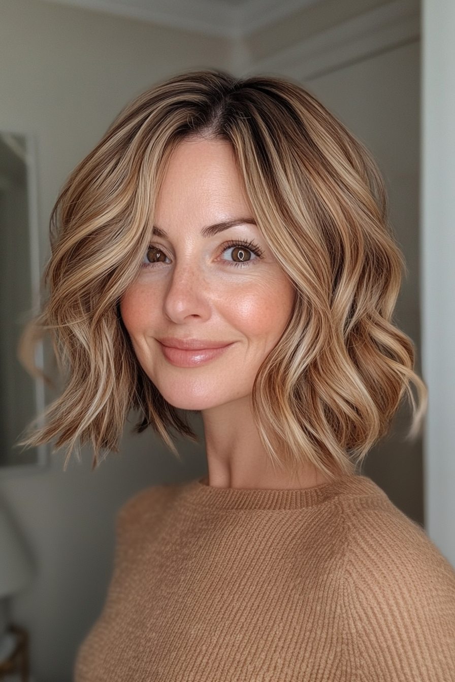 3.. Textured Wavy Bob (Sommerhaartrends für Frauen über 40) - Sommerhaartrends für Frauen über 40