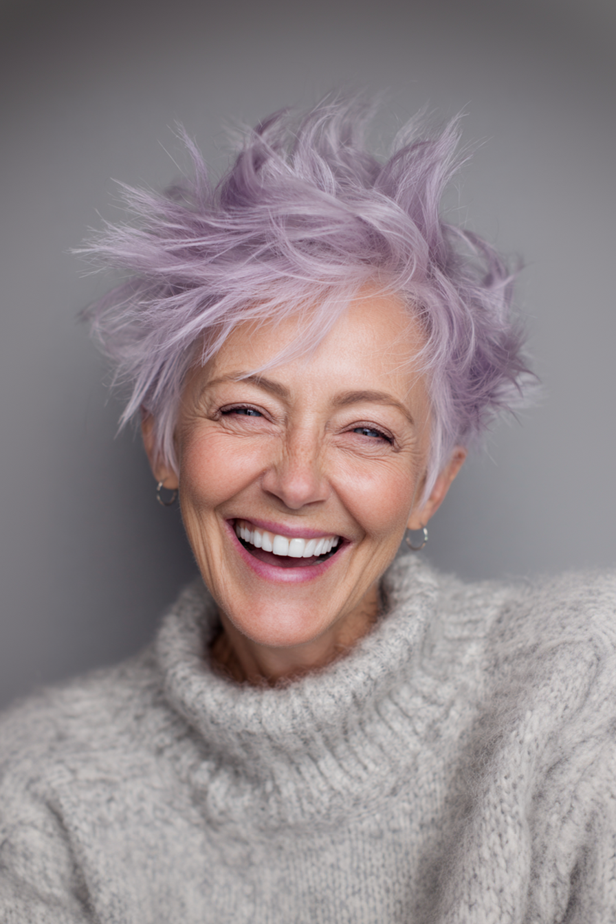 3. Lavendelernte (kurze, stachelige Frisuren für Frauen über 60) - kurze, stachelige Frisuren für Frauen über 60