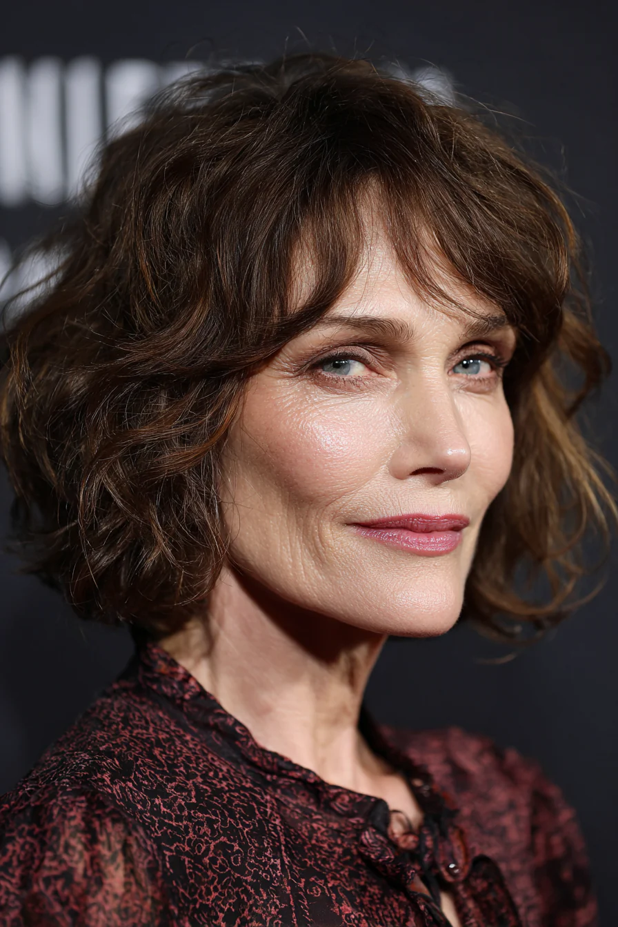 3. Welliger Shag mit tiefbraunen Untertönen (kurze, unordentliche Frisuren für Frauen über 50) – Kurze, unordentliche Frisuren für Frauen über 50