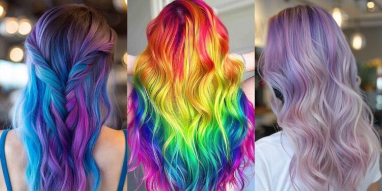 35 lebendige Regenbogenhaarstile zum Rock im Jahr 2025