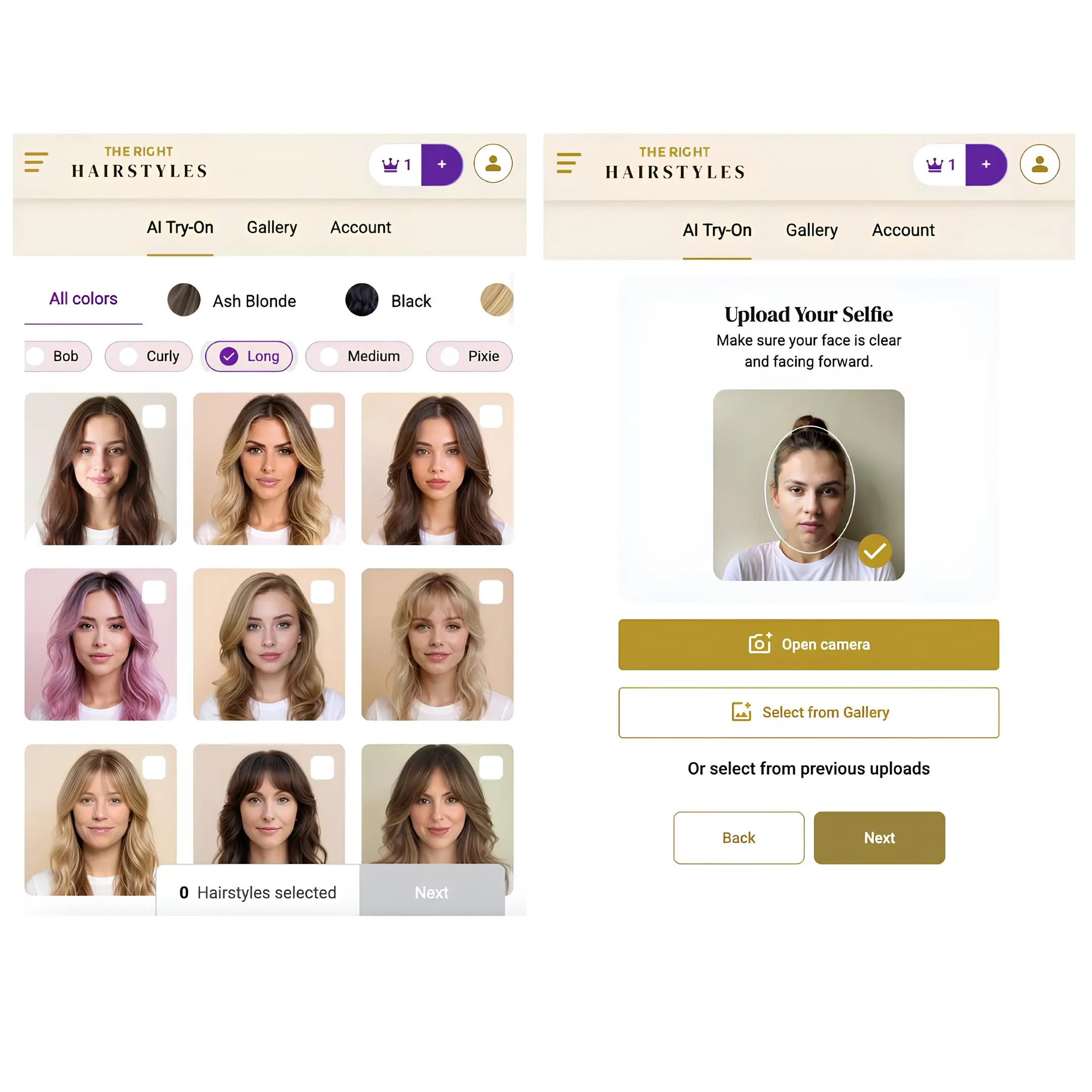 TheRightHairstyles Long Hair Try-On Detaillierte Anleitung mit Schnittstelle und Upload-Option
