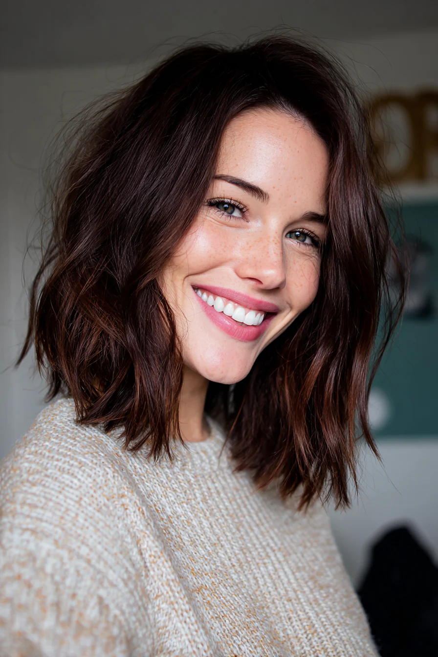 4. Angled Lob in Dark Chestnut (Lange Bob-Frisuren) – Lange Bob-Frisuren