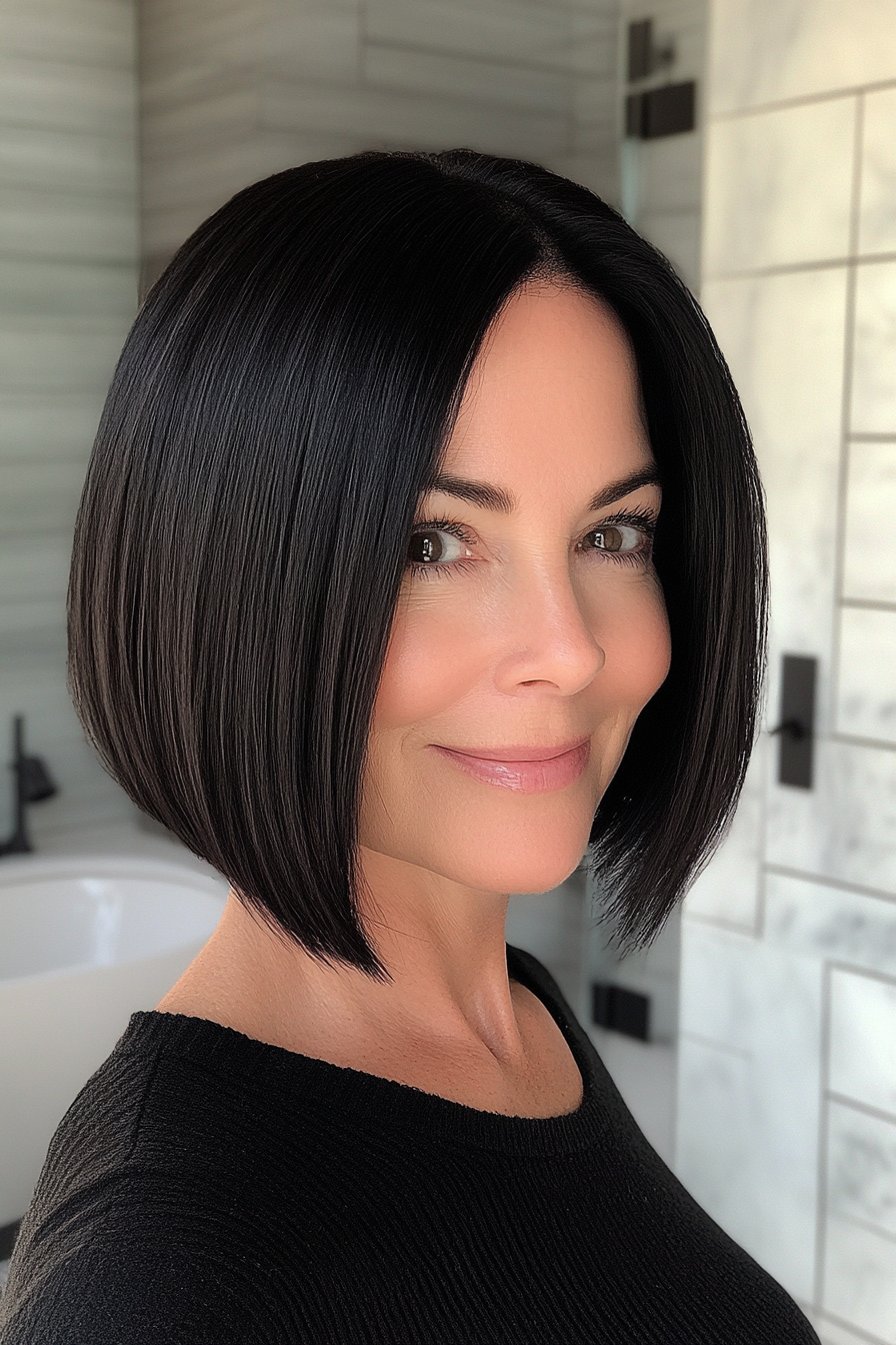 4. Blunt Cut Bob in natürlicher Schwarz (mittlere Bob -Haarschnitte für Frauen über 60) - mittlere Bob -Haarschnitte für Frauen über 60
