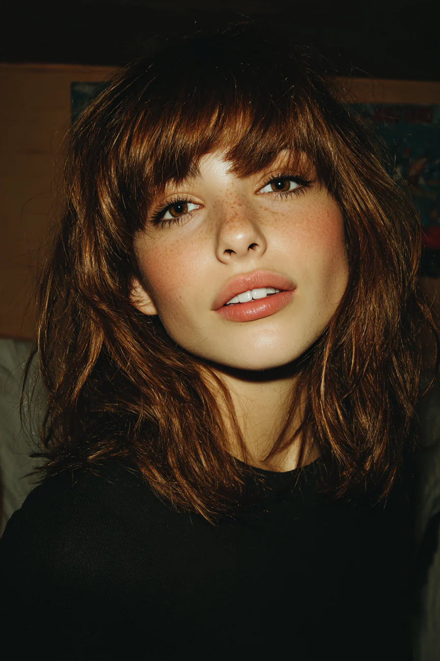 4. Chestnut Choppy Fringe Cut (Gerade Grunge-Frisuren) – Gerade Grunge-Frisuren