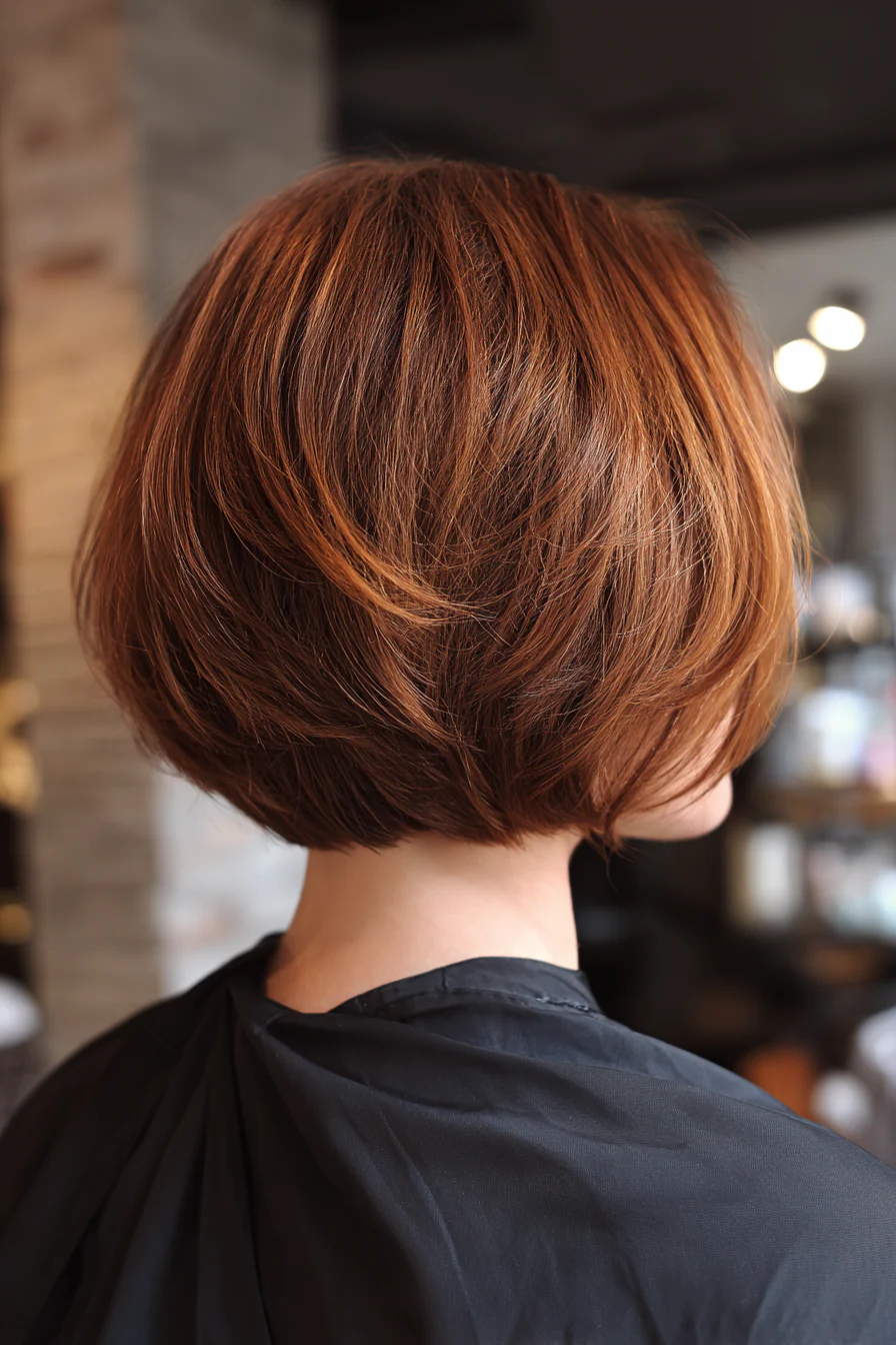 4. Chestnut Graduated Bob (Stufenfrisuren für dünnes Haar) – Stufenfrisuren für dünnes Haar
