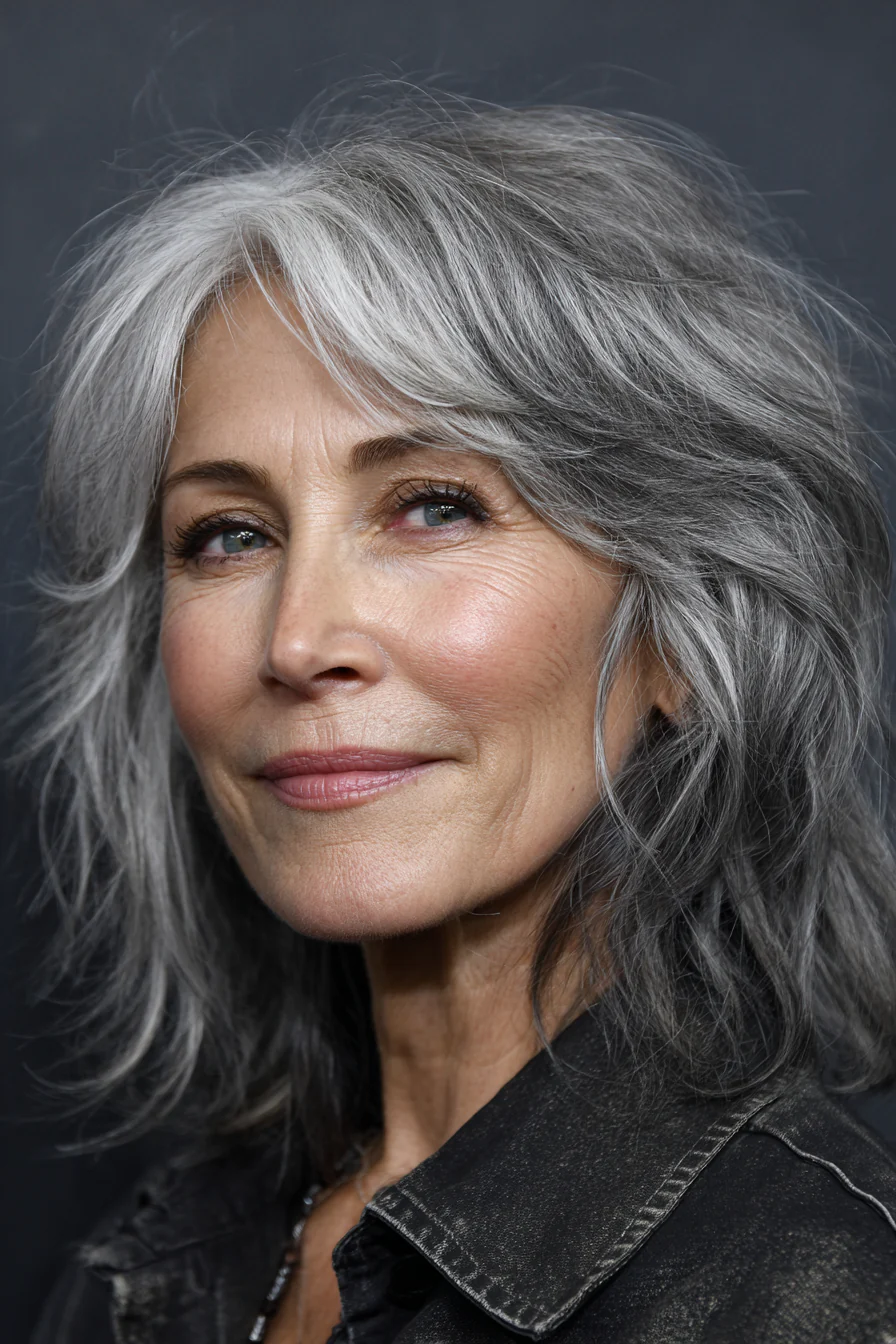 4. Klassischer Salt-and-Pepper Shag (Neue Frisuren für Frauen über 60) – Neue Frisuren für Frauen über 60