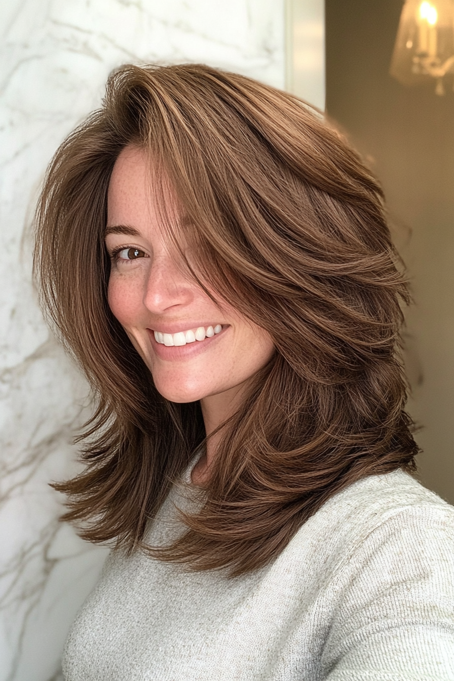 4. Kakao weicher Shag (Frisuren für dickes Haar) - Frisuren für dickes Haar