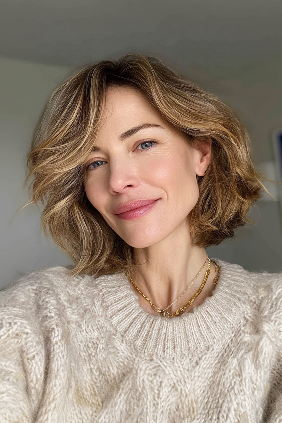 4. Unter Bob in Honigkaramell (Kinnlänge Haarschnitte für ältere Frauen) - Kinnlänge Haarschnitte für ältere Frauen