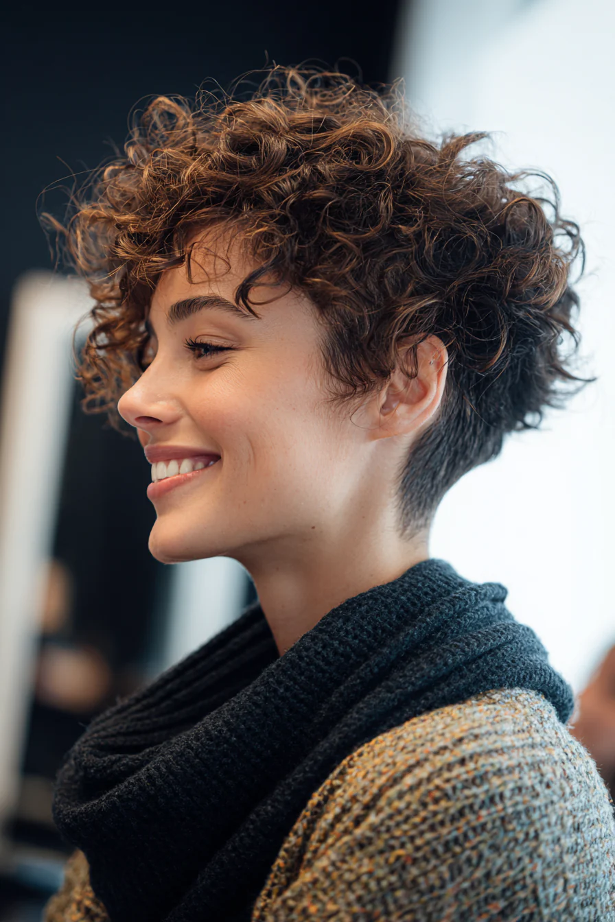 4. Lockiger Undercut mit warmem Kastanienbraun (Undercut-Haarschnitte) – Undercut-Haarschnitte