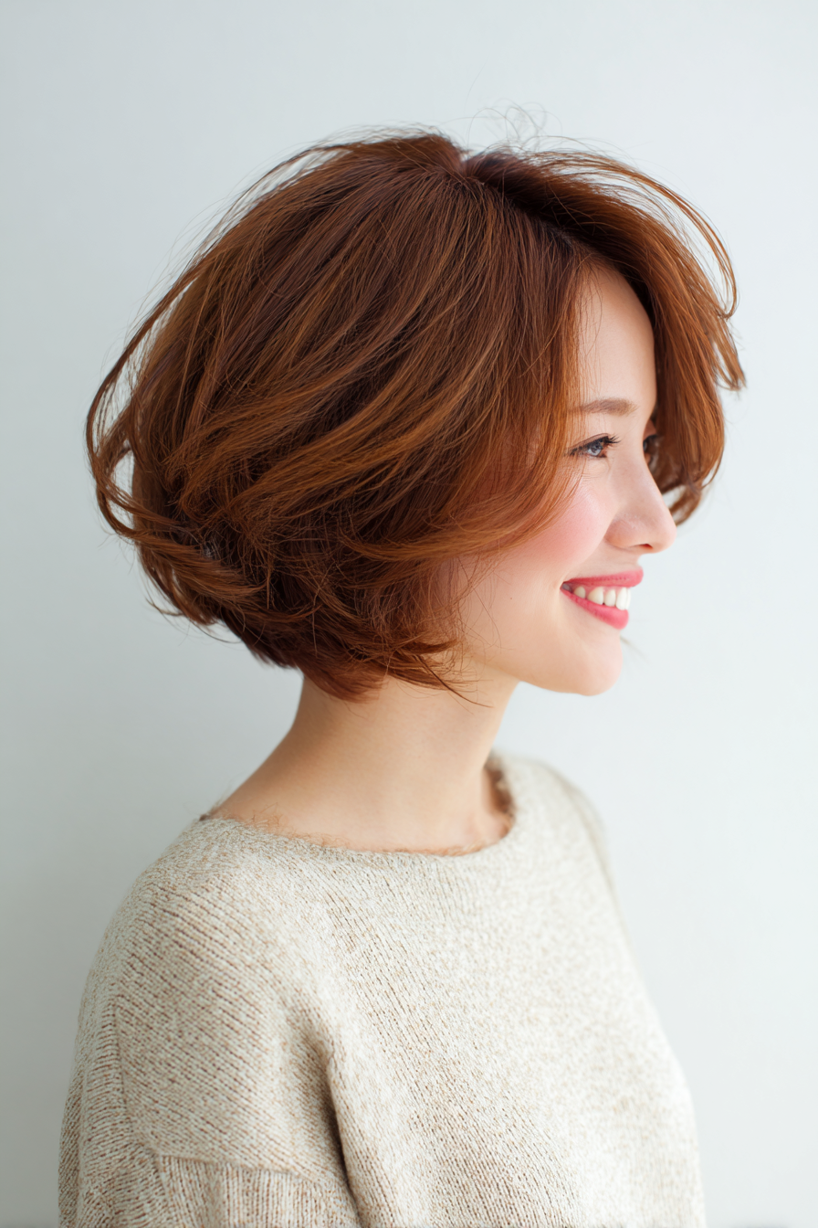 4. Geschwungener Volumen-Bob in mittlerem Auburn (Kurzhaarschnitte für dünner werdendes Haar für Frauen über 50) – Kurzhaarschnitte für dünner werdendes Haar für Frauen über 50