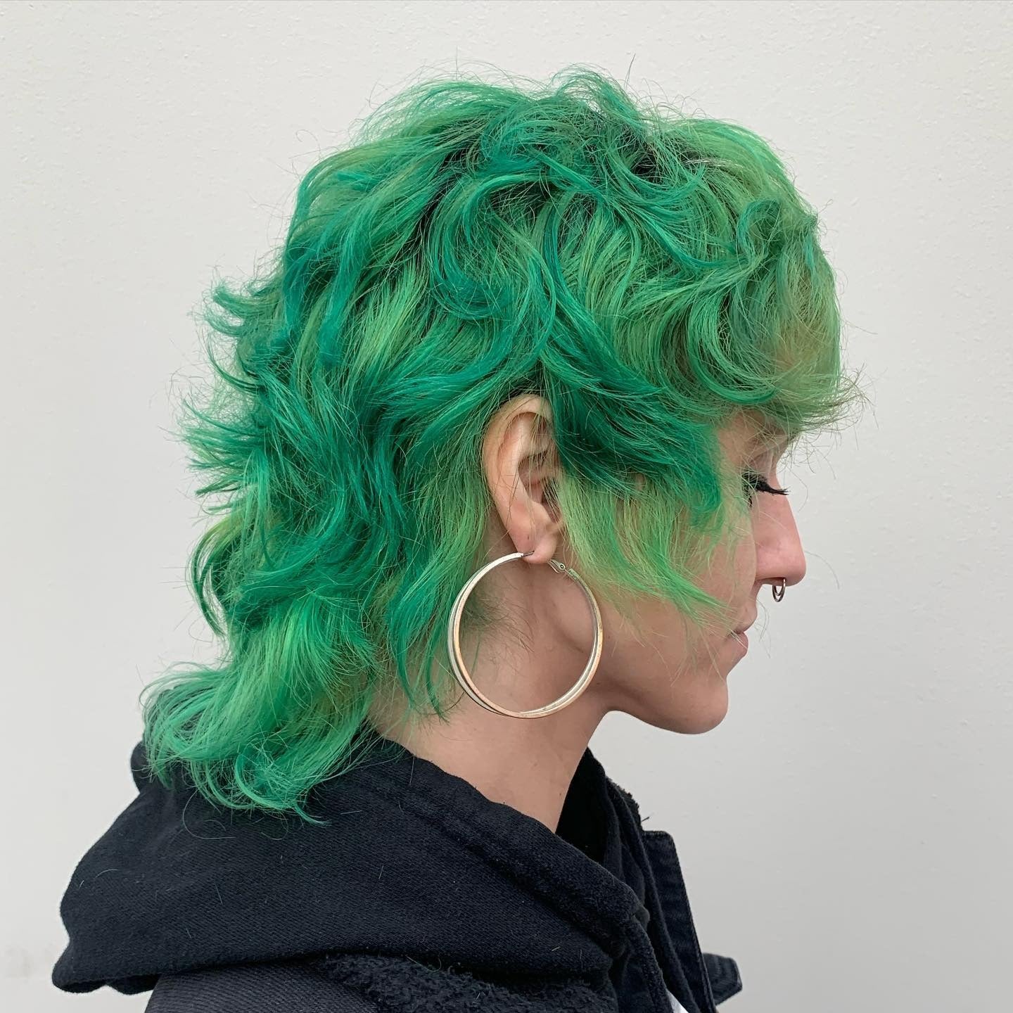 4. Electric Green Curly Shag Mullet (Shaggy Mullet Haircut)