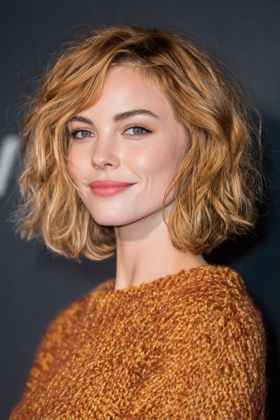 4. Französisch inspirierter gewellter Bob in goldenem Honig (kurze formelle Frisuren) – Kurze formelle Frisuren