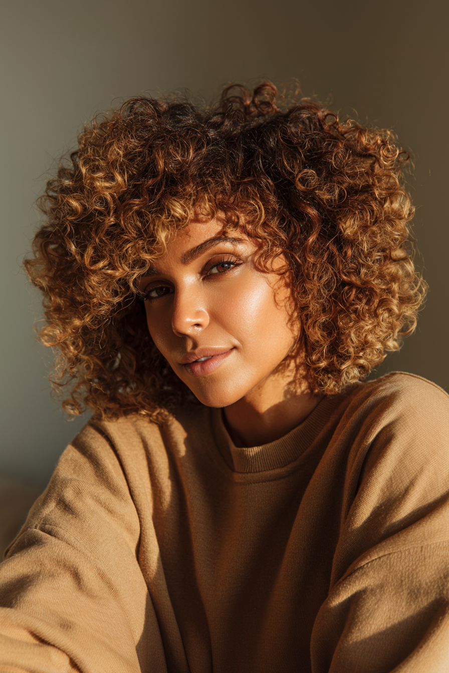 4. Goldener Honigringlet Bob (kurze lockige Haarschnitte für Frauen) - kurze lockige Haarschnitte für Frauen