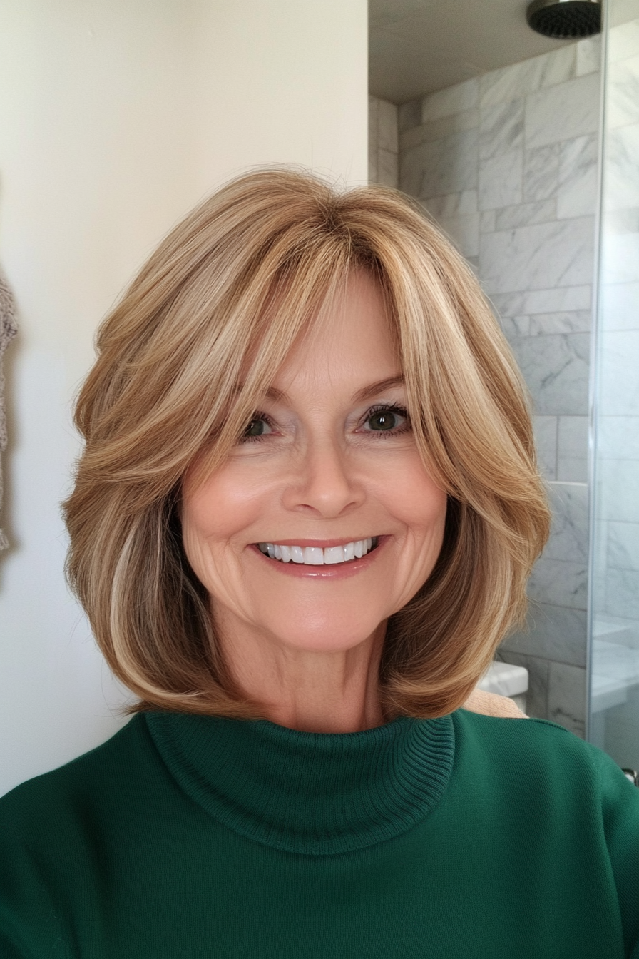 4. Honigblonde Shag mit Gesichtsschichten (Shag -Frisuren für Frauen über 60) - Shag -Frisuren für Frauen über 60