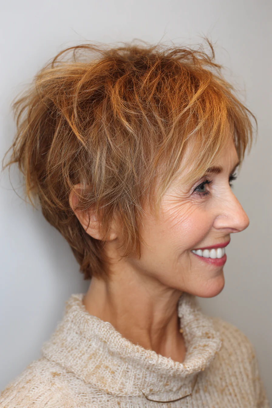 4. Honey Brown Tousled Crop (abgehackte Haarschnitte für Frauen über 60) – abgehackte Haarschnitte für Frauen über 60
