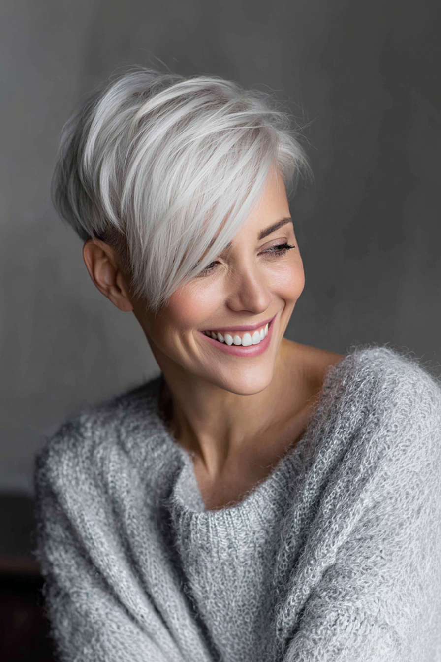 4. Icy Platinum Side -Swept -Pixie (kurze Pixie -Frisuren für ältere Frauen) - kurze Pixie -Frisuren für ältere Frauen