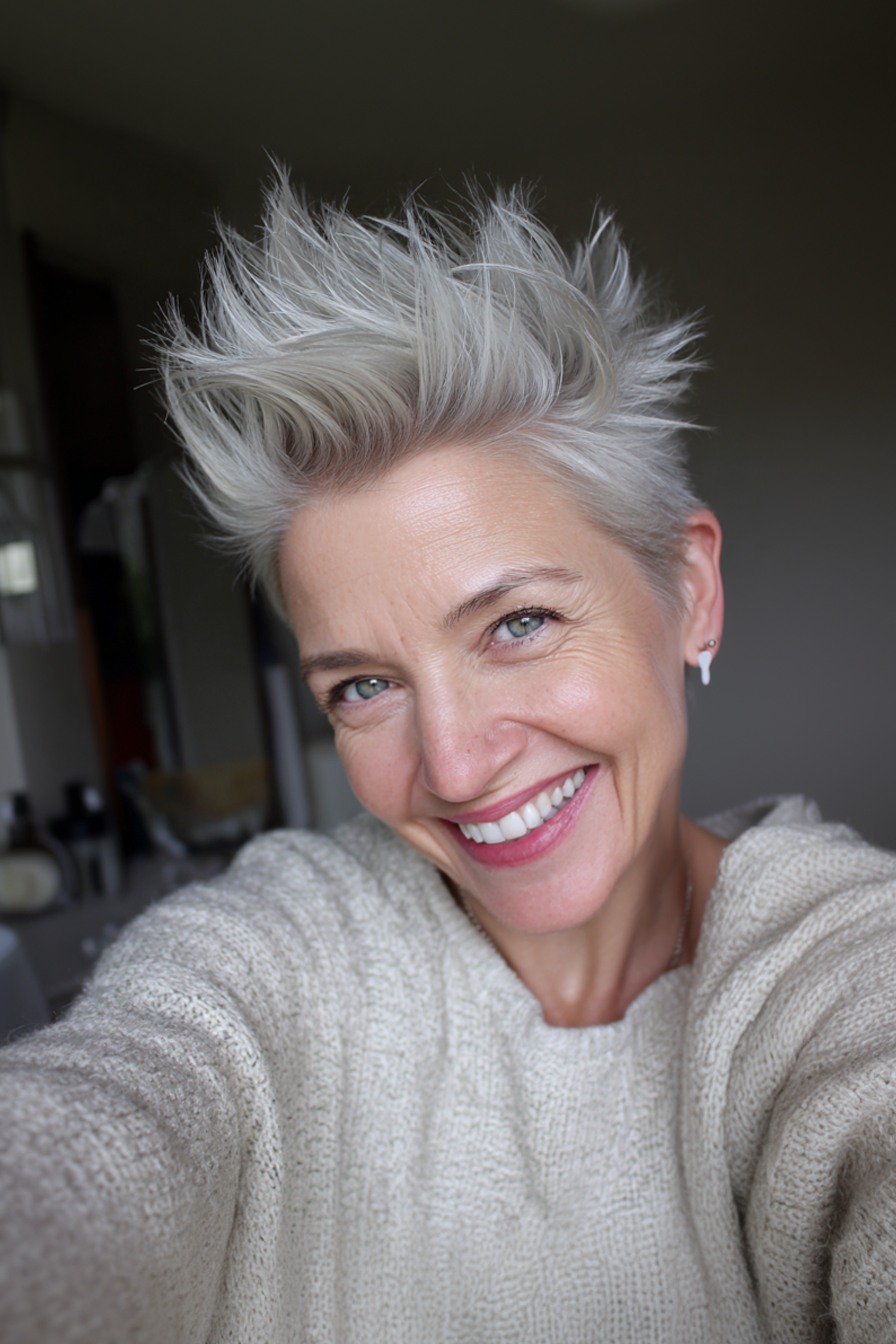 4. Platinum mit Stachel stachelter Quiff (kurze, stachelige Frisuren für Frauen über 60) - kurze, stachelige Frisuren für Frauen über 60