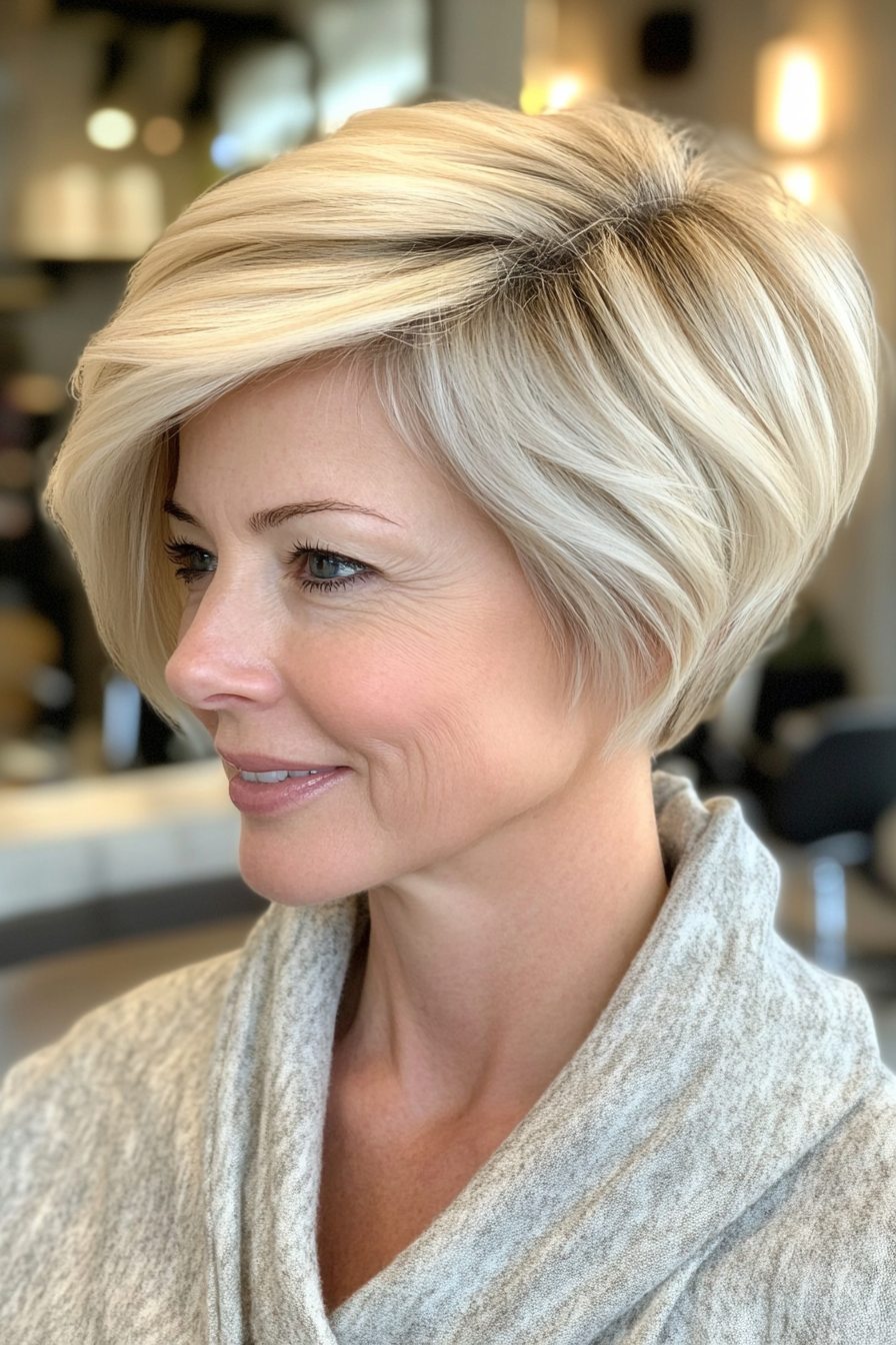 4. Sandy Blonde Tapered Cut (kurz gestapelte Haarschnitte für Frauen über 50) - Kurzstapelte Haarschnitte für Frauen über 50