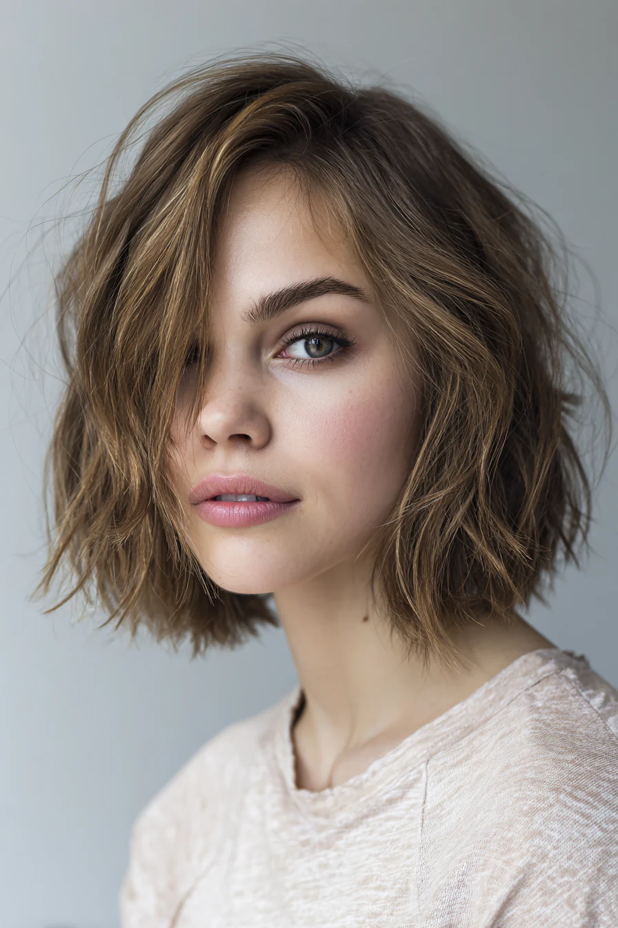 4. Sandbrauner geschichteter Bob mit dezenten Wellen (mittellange geschichtete Haarschnitte) – Mittellange geschichtete Haarschnitte