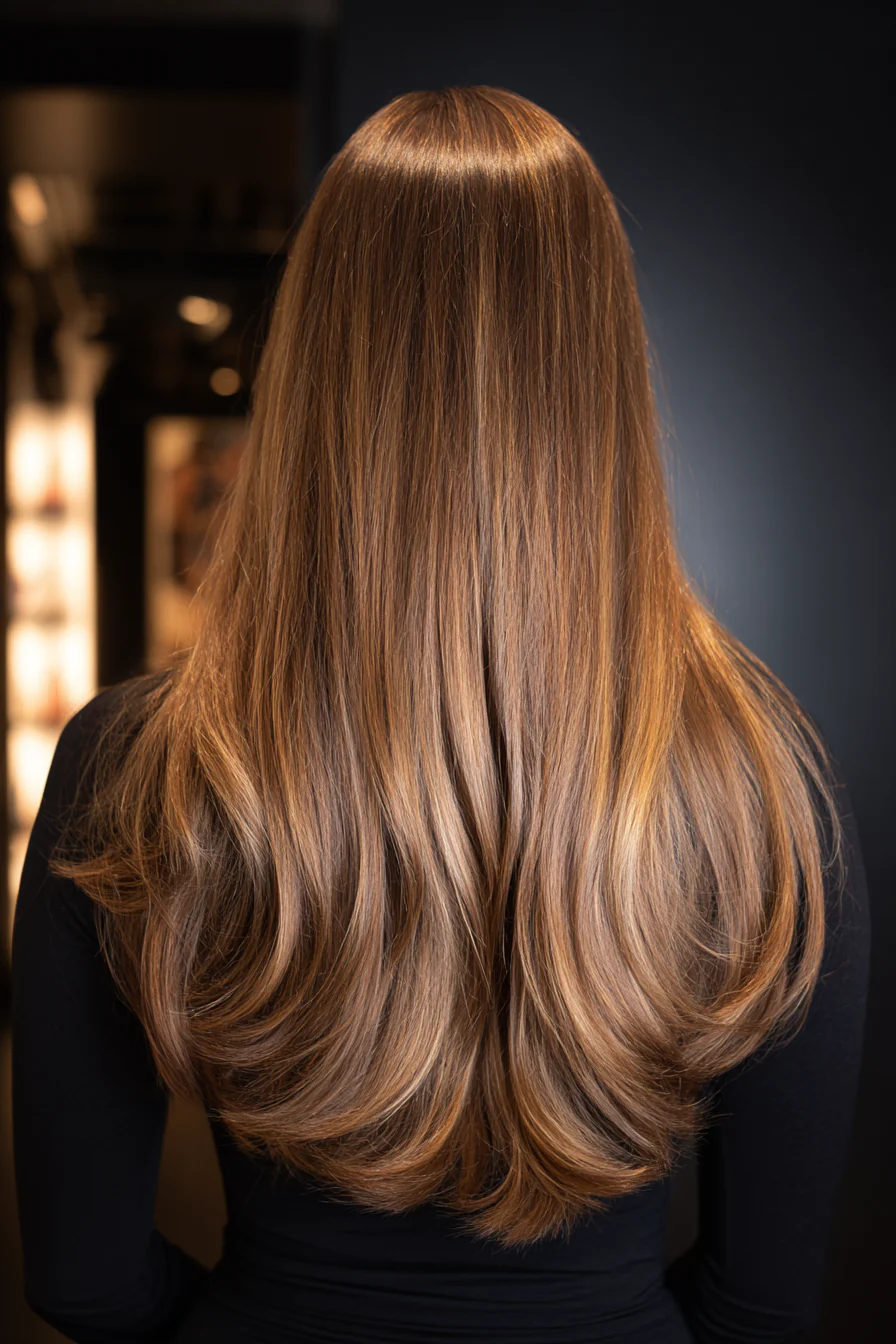 4. Sandy Brunette V-Cut Layers (Haarschnitte für langes Haar) – Haarschnitte für langes Haar