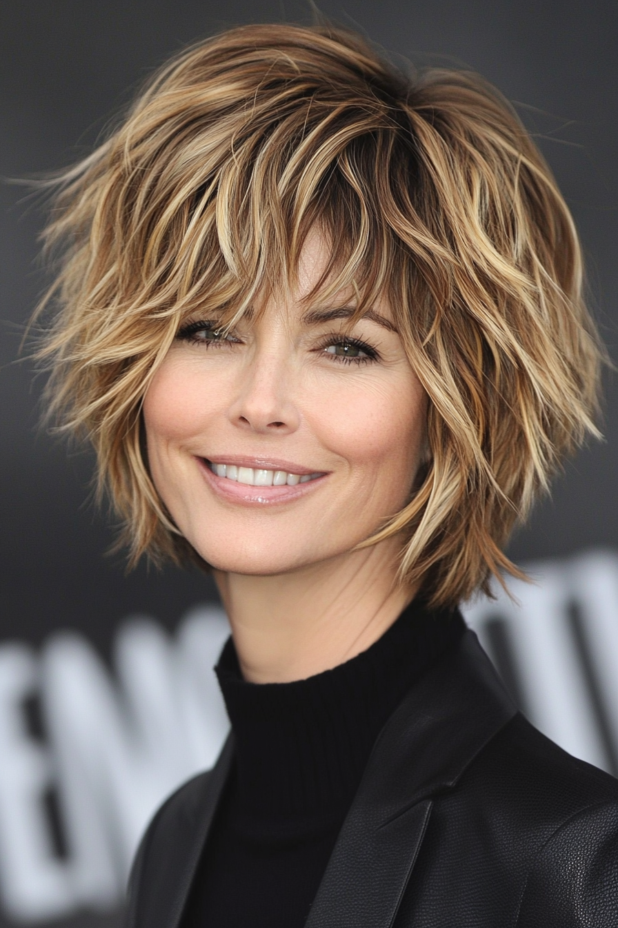 4. Shaggy Crop mit goldenen blonden Highlights (Frisuren für kurze Haare) - Frisuren für kurze Haare