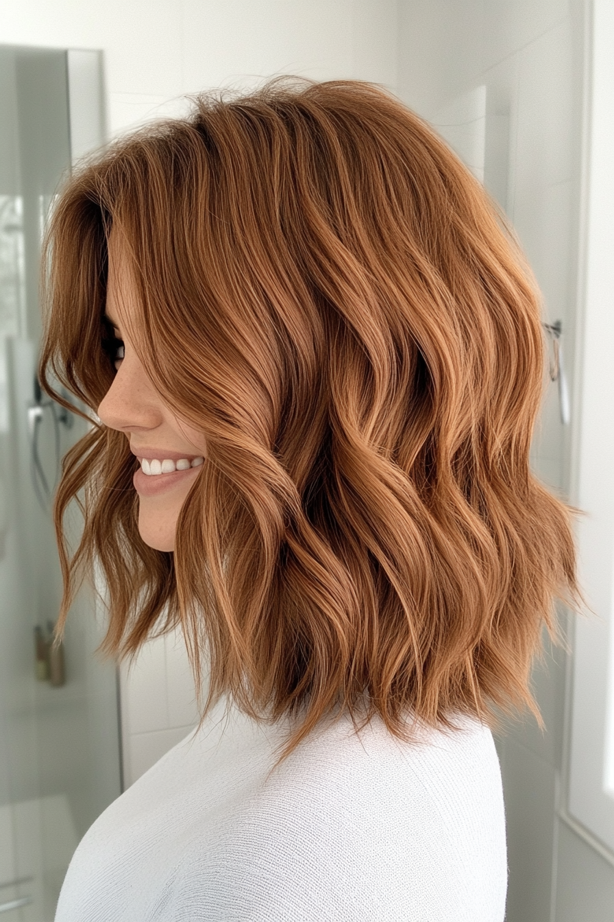 4. Schulterlange Shag in Kastanienbraun (abgehackte Haarschnitte) - abgehackte Haarschnitte