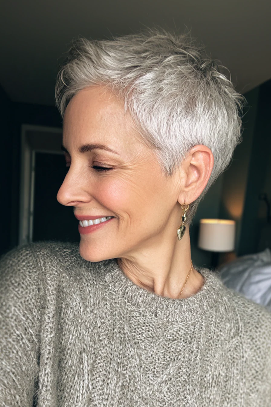 4. Tapered Salt-and-Pepper Cut (kürzere Frisuren für Frauen über 60) – Kürzere Frisuren für Frauen über 60