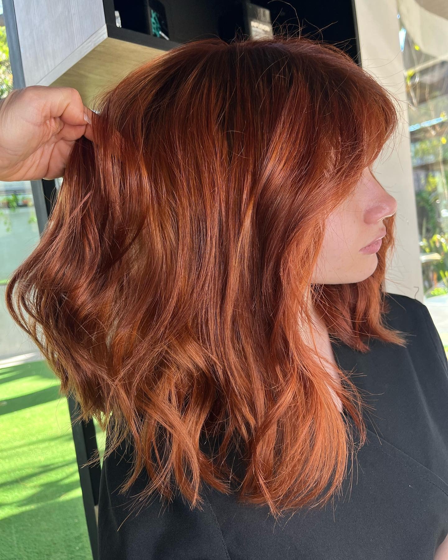 4. Textured Cinnamon Shag mit Vorhang Pony (Zimthaarfarbe)