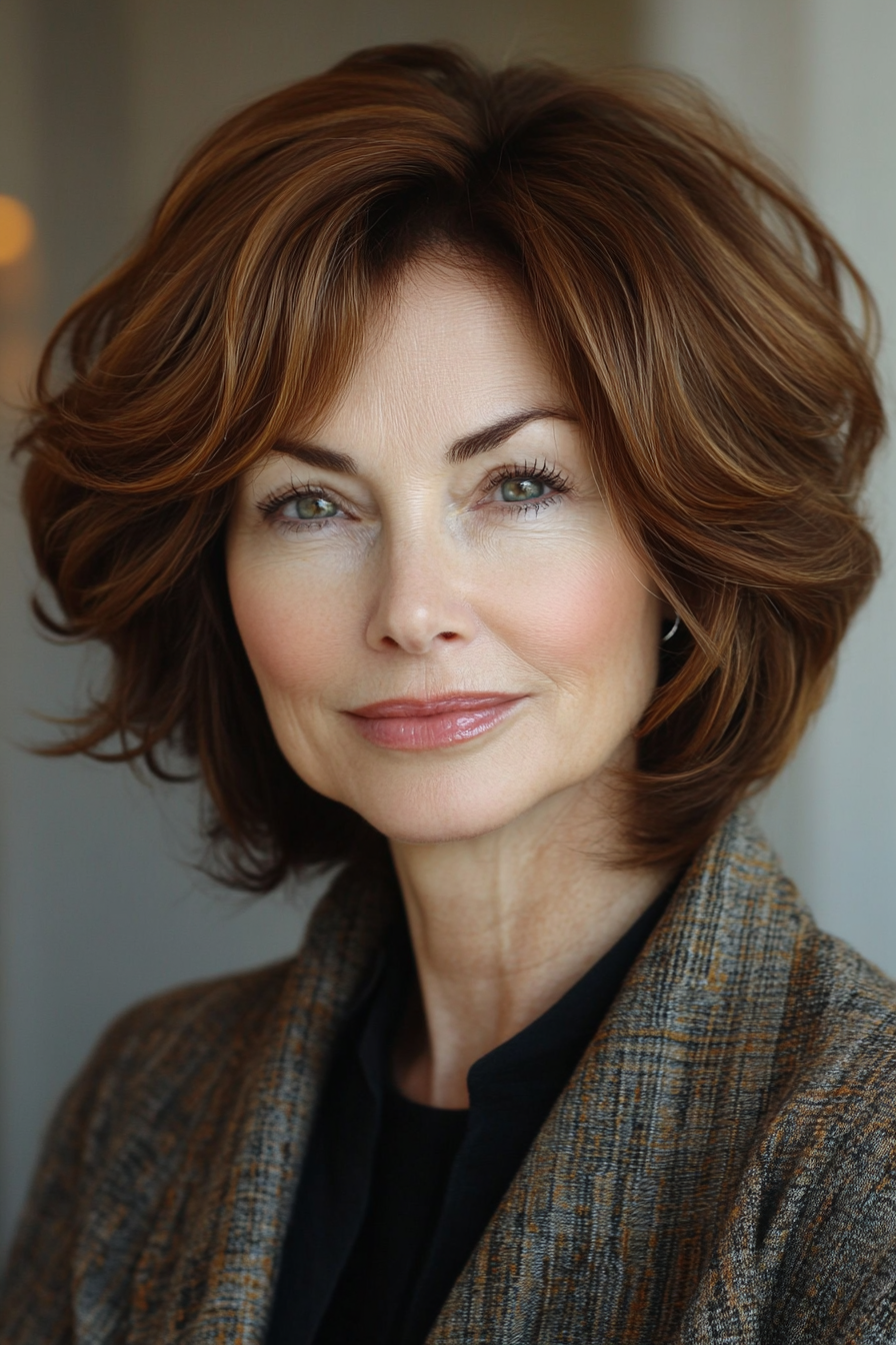 4. Warme Kastanienstumpf Pageboy (stumpfen Haarschnitte für Frauen über 60) - Stumpfe Haarschnitte für Frauen über 60