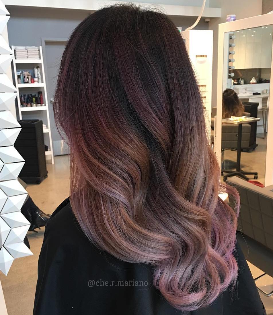 19 atemberaubende Beispiele für Roségold -Balayage Braun und pastellrosa Ombre Balayage