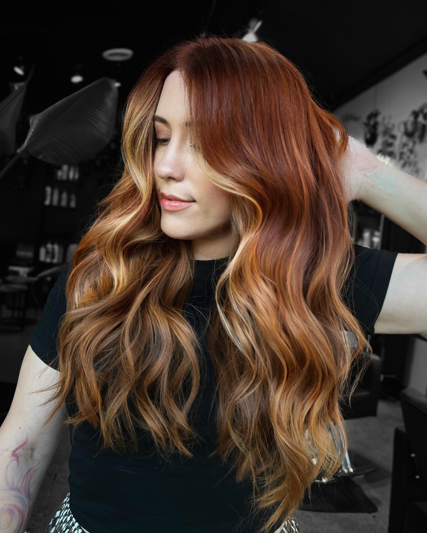 5. Bernsteinwellen mit butterigen Highlights (Rothaarige mit Highlights)