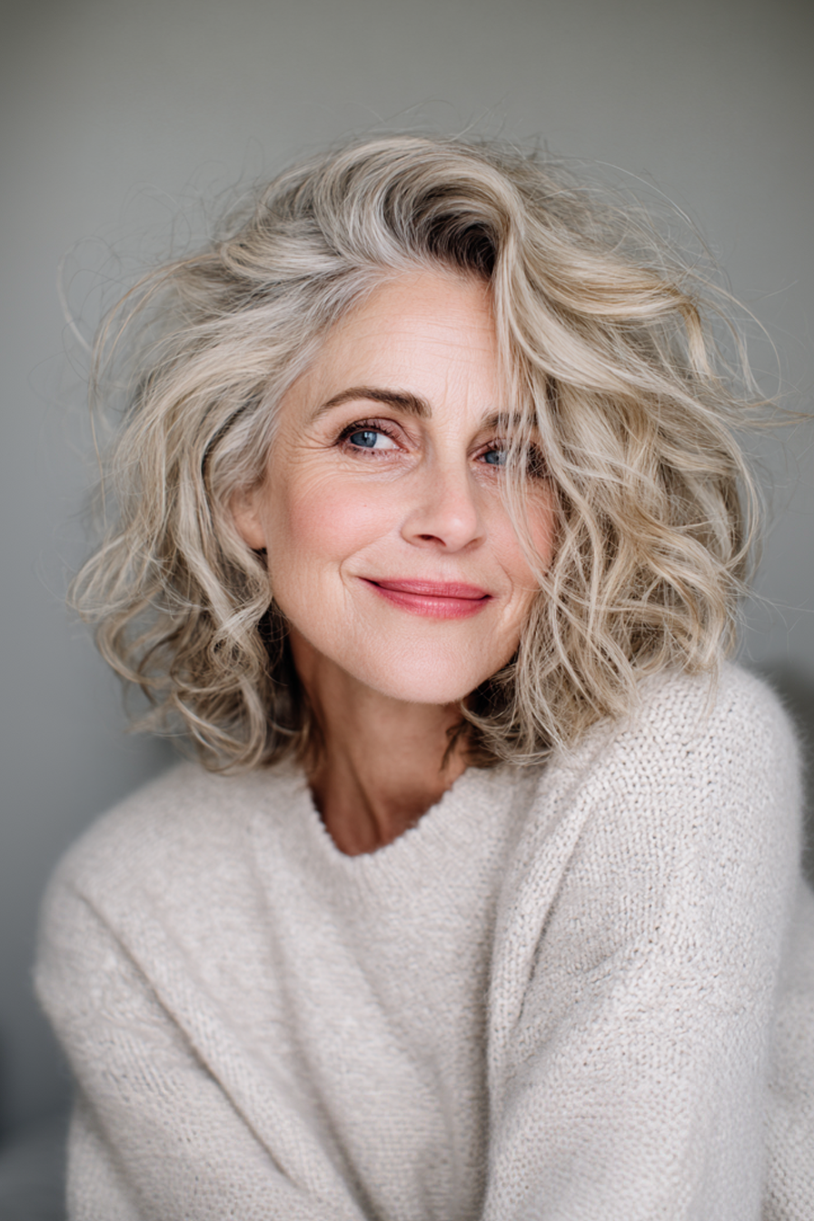 5. Ascheblonde seitliche Seitnäher (Hochzeitsfrisuren für Frauen über 60) - Hochzeitsfrisuren für Frauen über 60