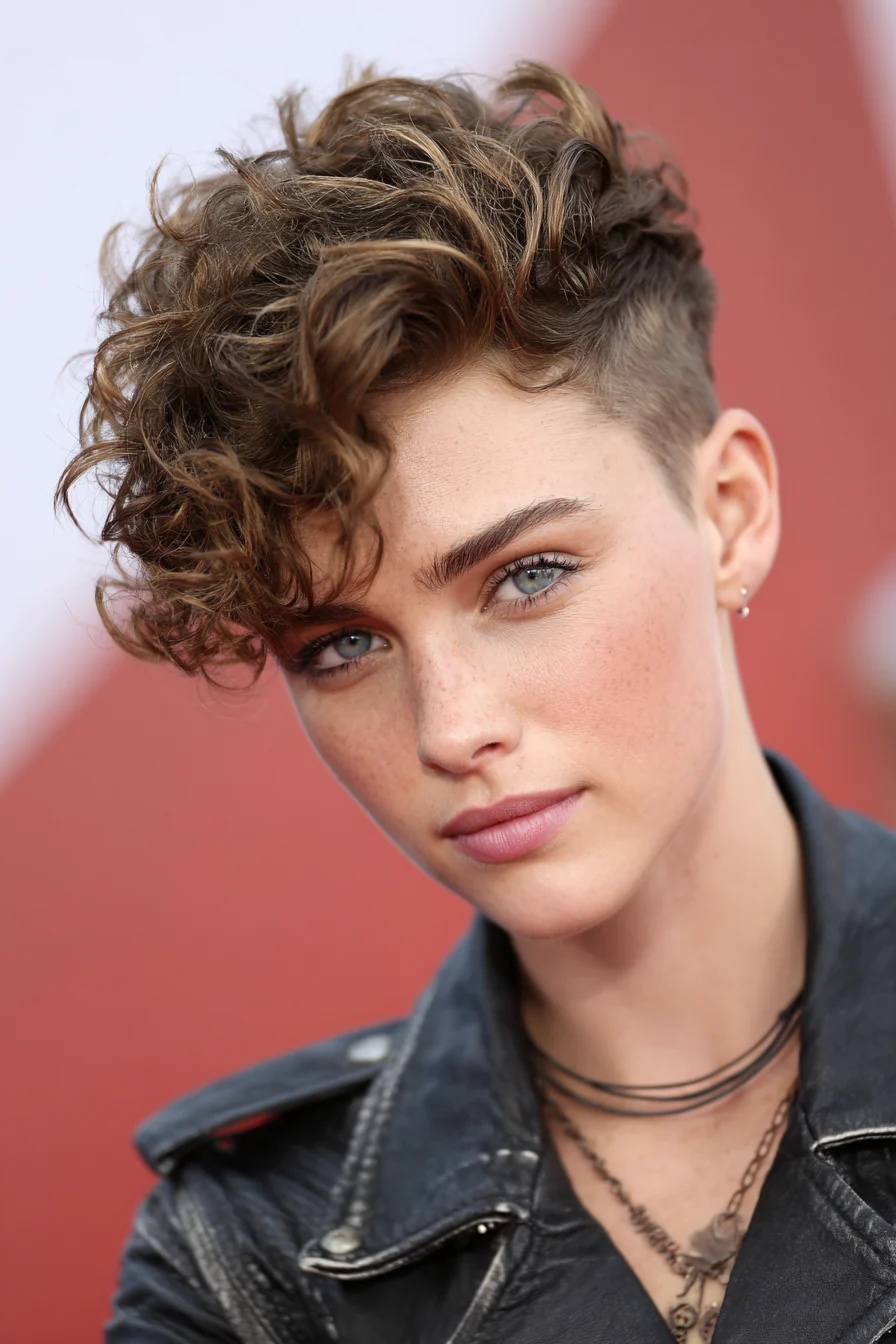 5. Ash Brown Curled Undercut (Short Curled Hairstyles) – Kurze Lockenfrisuren