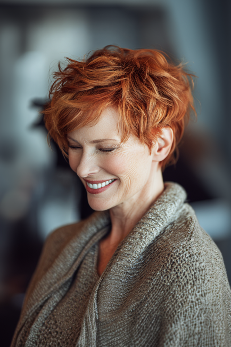 5. Auburn Layered Pixie (kurze Pixie -Frisuren für ältere Frauen) - kurze Pixie -Frisuren für ältere Frauen