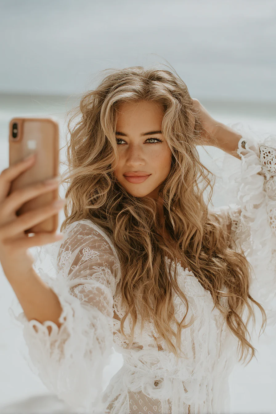 5. Boho-Schichten mit sandblondem Balayage (Hochzeitsfrisuren) – Hochzeitsfrisuren