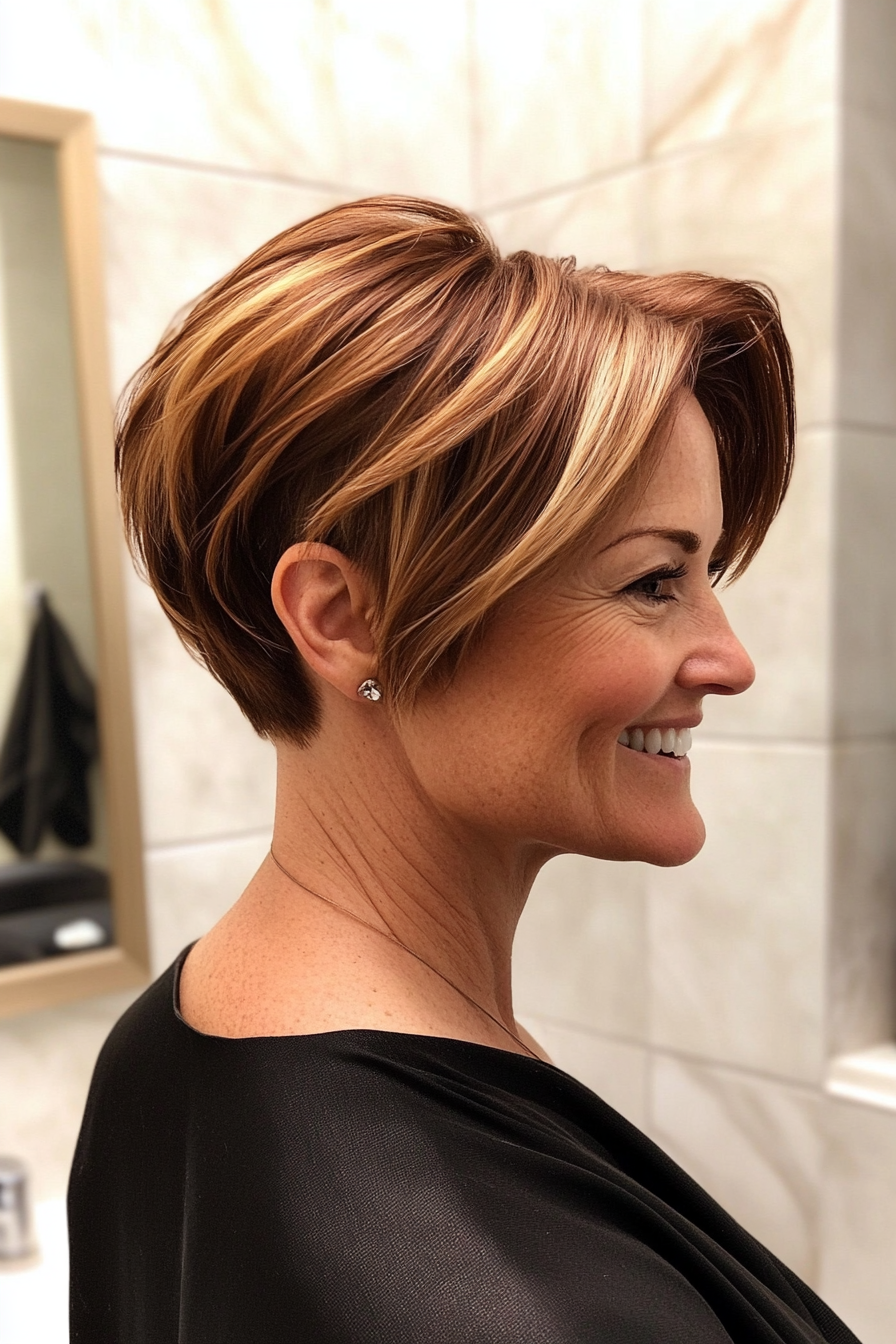 5. Karamell -Undercut -Sweep (kurze Undercut -Frisuren für Frauen über 50) - kurze Undercut -Frisuren für Frauen über 50