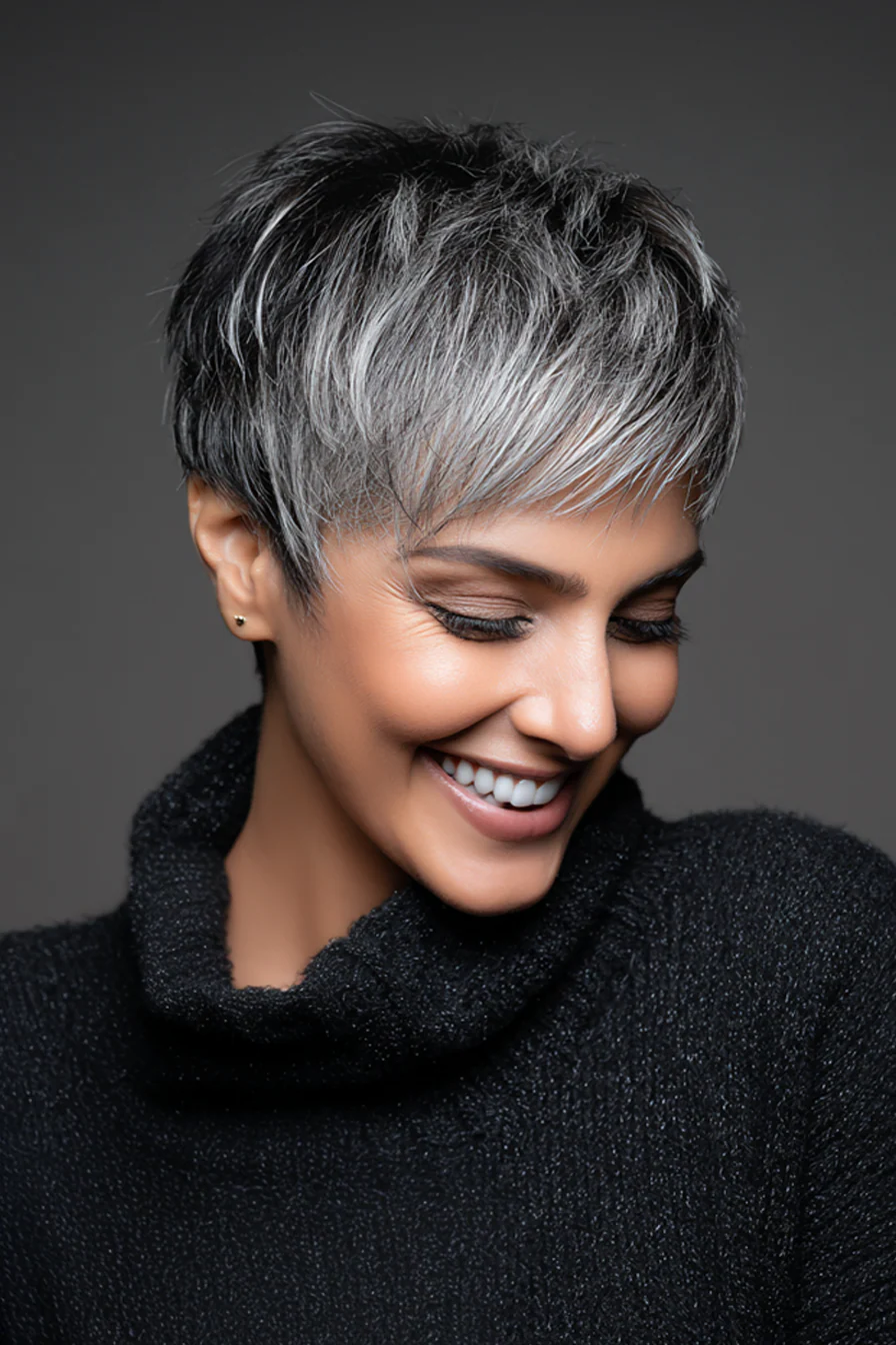5. Klassischer Pixie mit Silver Frost-Highlights (kurze formelle Frisuren) – Kurze formelle Frisuren