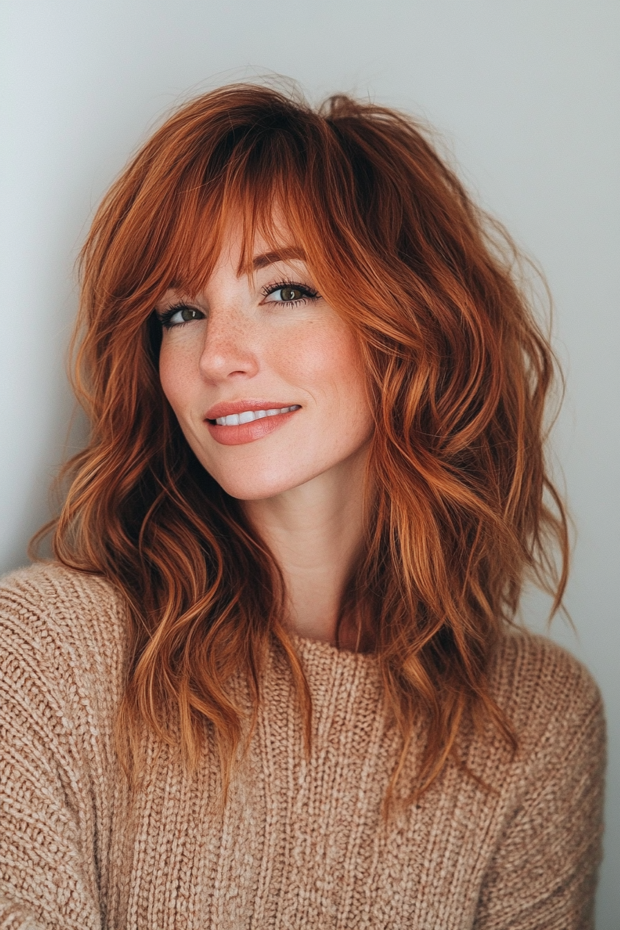 5. Colarbone Shag in hellem Kupfer (geschichtete Haarschnitte für das dünner Haar) - Geschichtete Haarschnitte für das dünner Haar