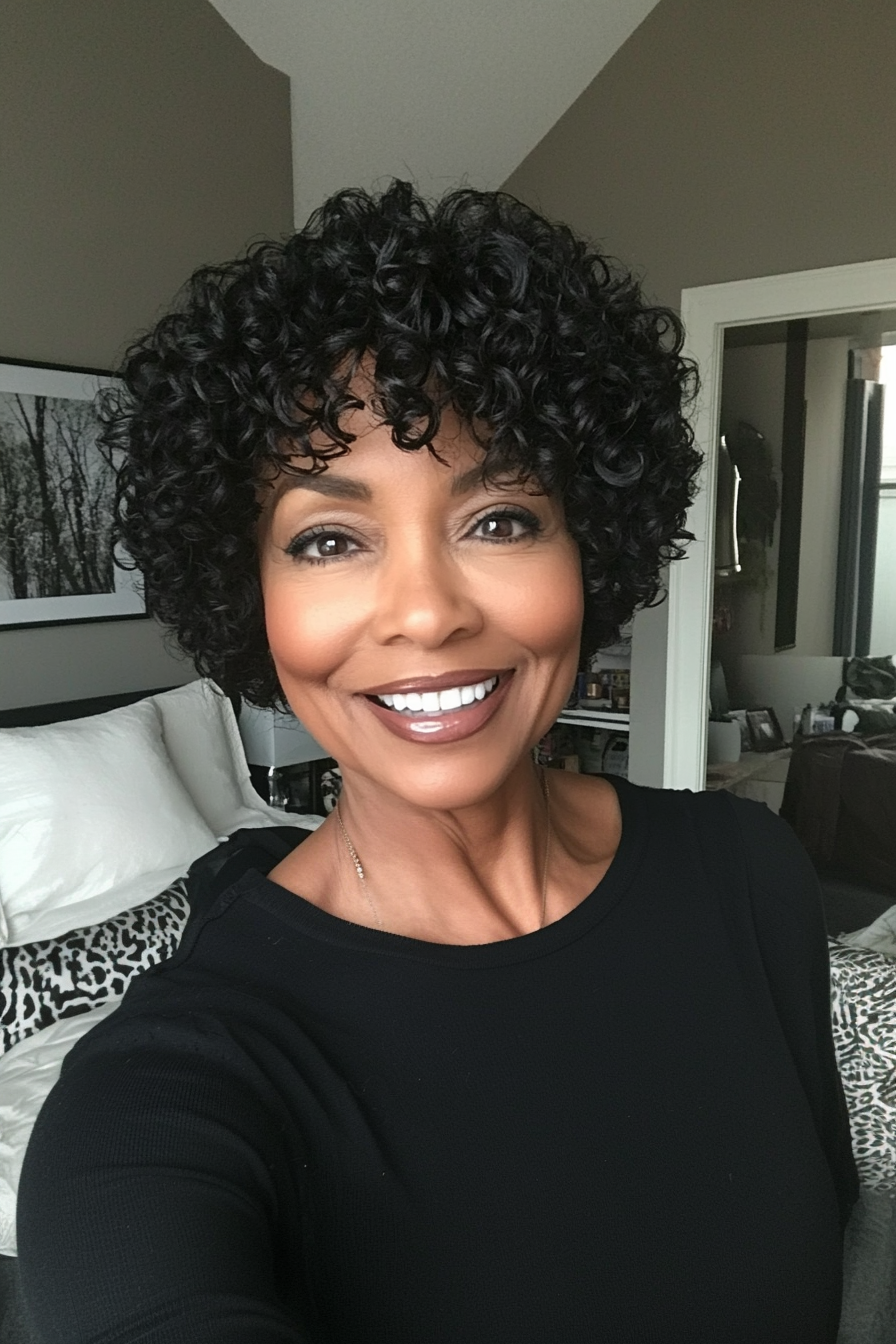 5. Curly Pixie Crop in Jet Black (Pixie-Haarschnitte für schwarze Frauen über 60) – Pixie-Haarschnitte für schwarze Frauen über 60