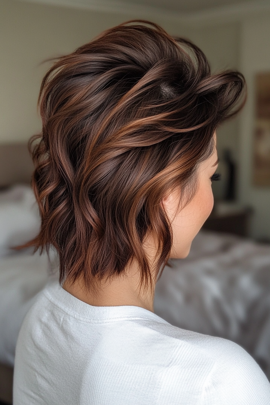 5. Dark Chestnut Wavy Faux Hawk (Faux Hawk Haircuts for Women) - Faux Hawk Haarschnitte für Frauen