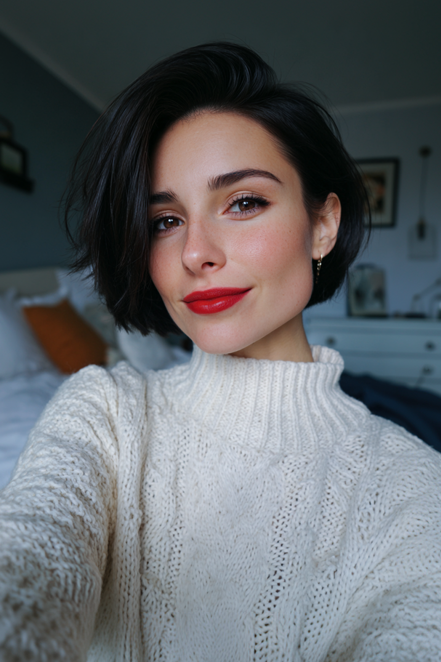 5. Französisch inspirierte Ernte mit Jetschwarzgloss (Haarschnitte für Frauen) - Haarschnitte für Frauen