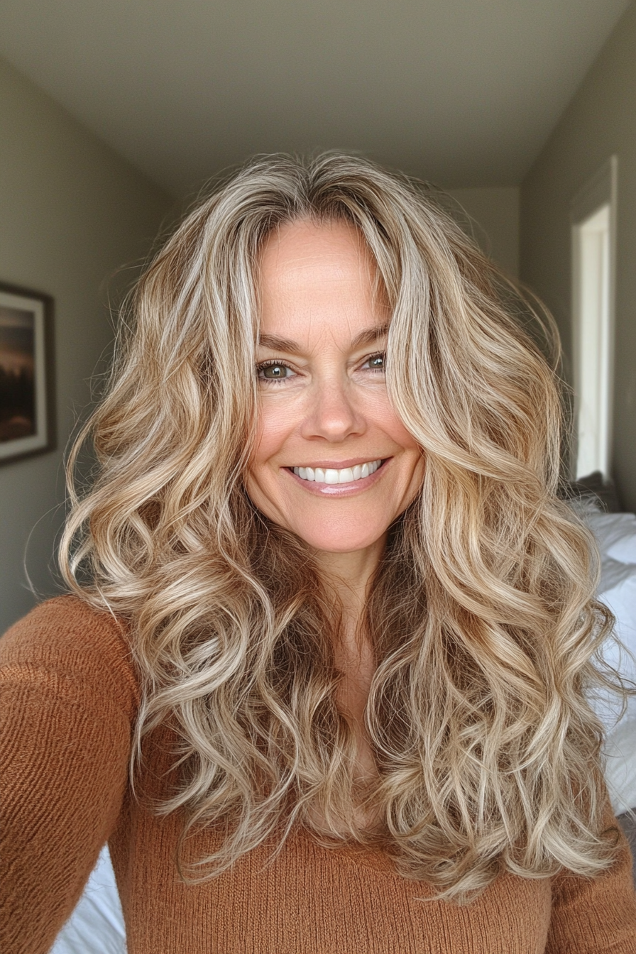 5. Golden Blonde weiche Locken (längere Frisuren für ältere Frauen) - längere Frisuren für ältere Frauen