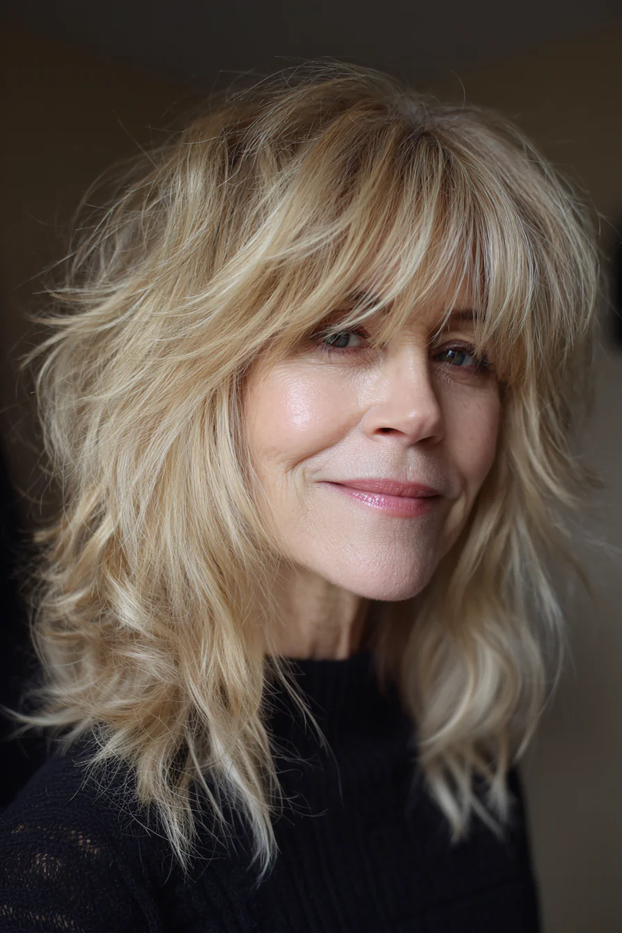 5. Golden Blonde Wispy Shag (Trendfrisuren für Frauen über 60) – Trendfrisuren für Frauen über 60