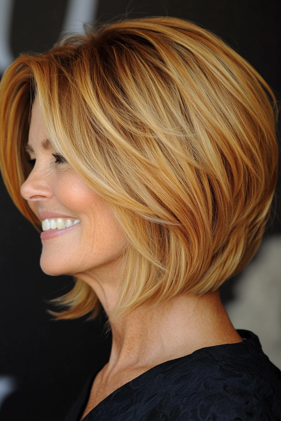 5. Golden Honey Inverted Bob (umgekehrte Bob -Haarschnitte für ältere Frauen) - Umgekehrte Bob -Haarschnitte für ältere Frauen