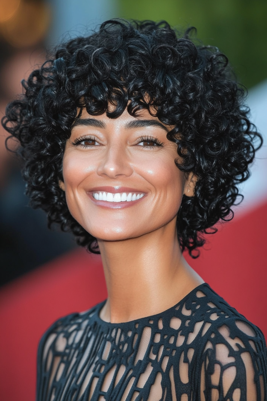 5. Natural Black Curly Pixie (lockige Frisuren für Frauen über 40) - lockige Frisuren für Frauen über 40