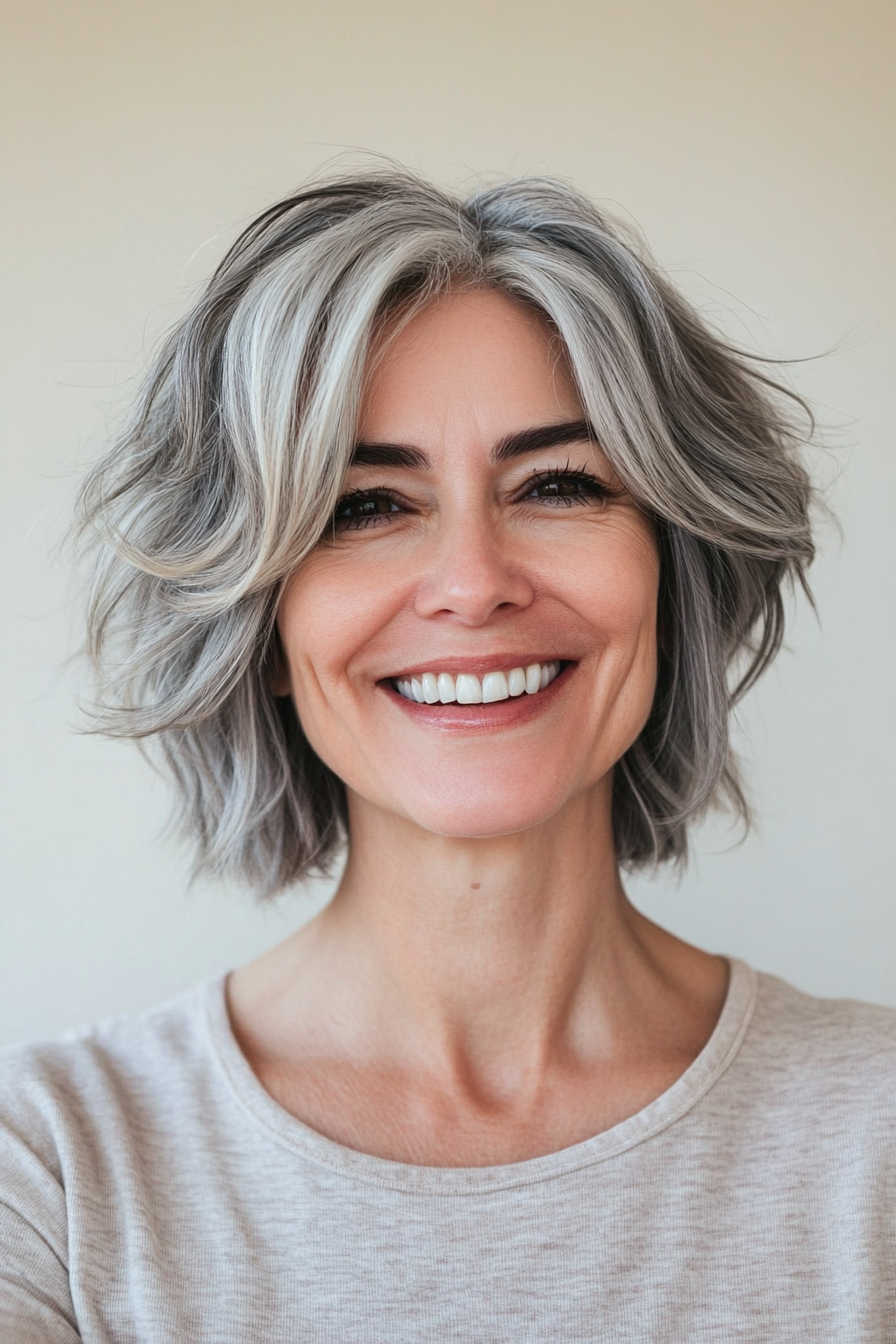 5. Natural Grey Short Shag Crop (Shaggy Layered Frisuren für Frauen über 50) - Shaggy Layered Frisuren für Frauen über 50