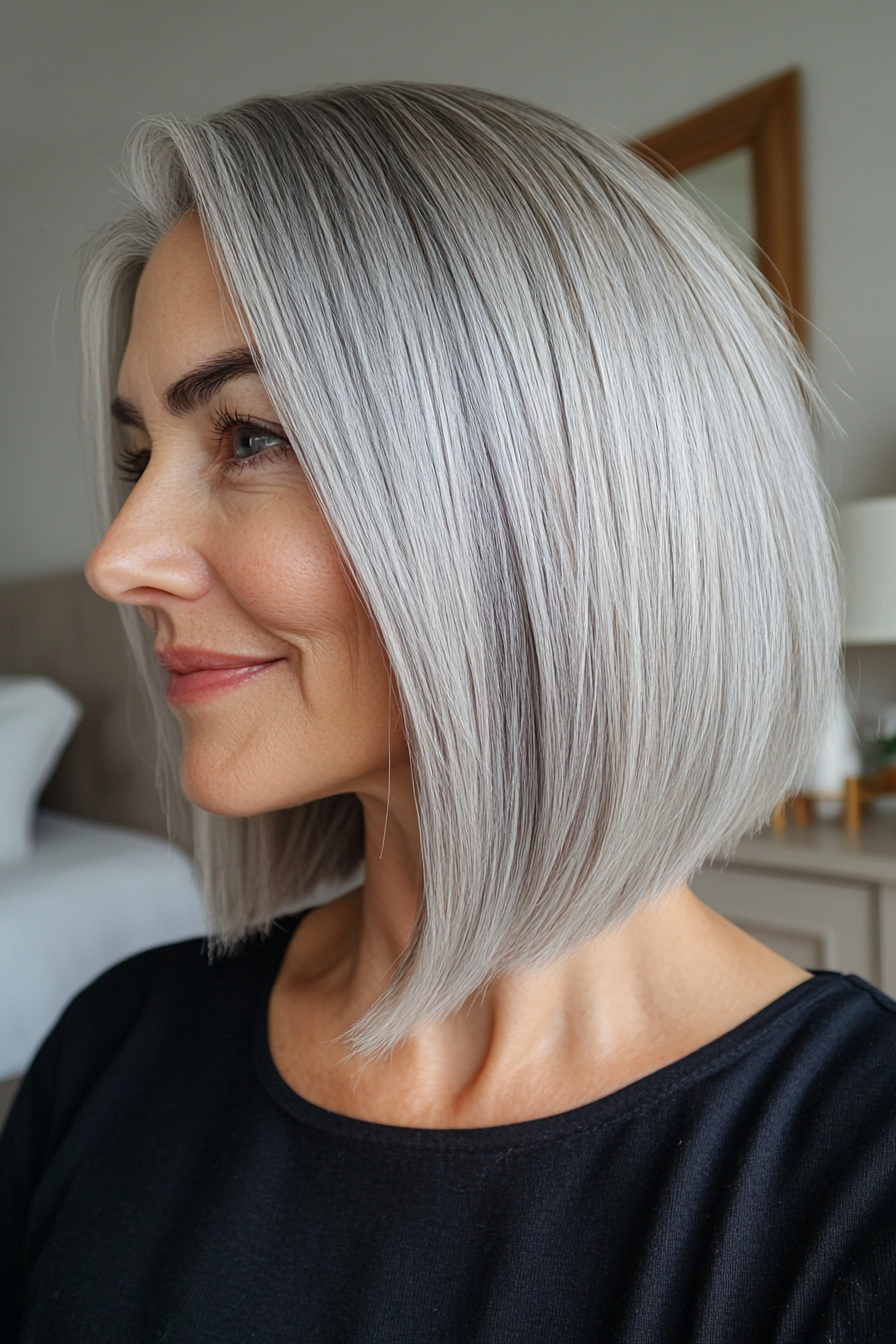 5. Natural Grey Winled Bob (Haarschnittideen für Frauen über 60) - Haarschnittideen für Frauen über 60