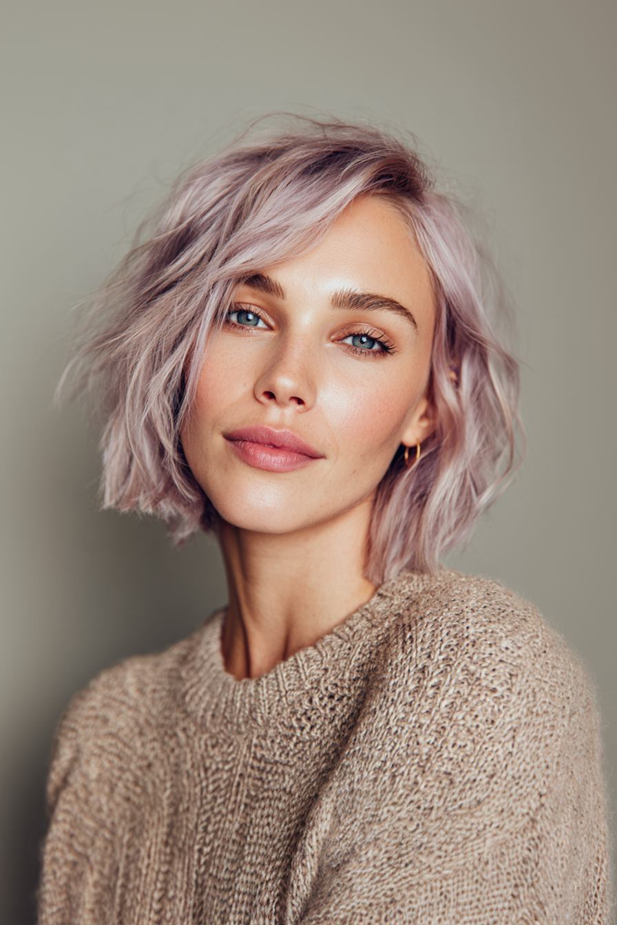 5. Rasiermesser Bob mit rauchiger Lila (abgehackte geschichtete Frisuren) - abgehackte, geschichtete Frisuren