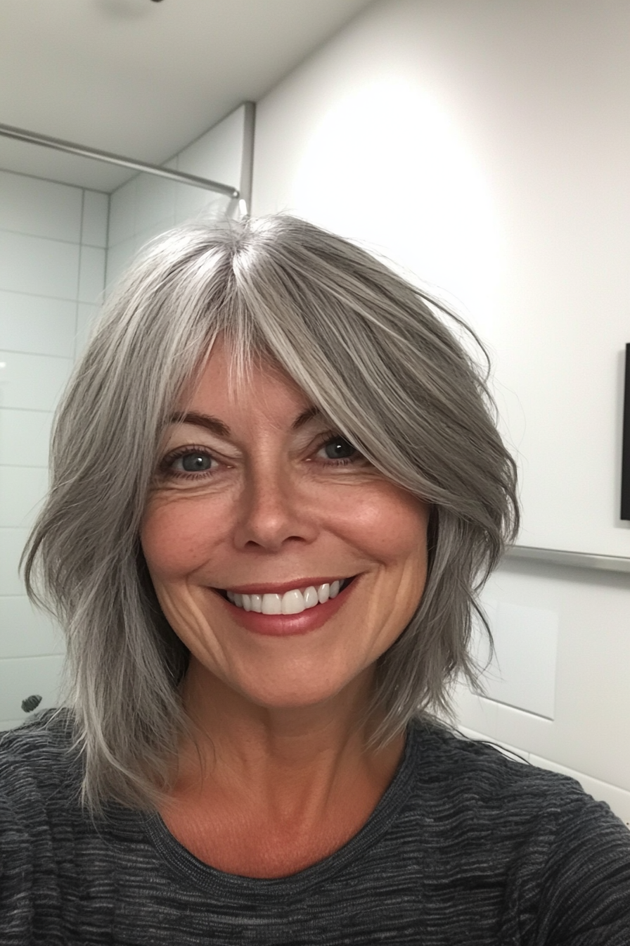 5. Salz- und Passper-Schicht-Lob (kantige Frisuren für Frauen über 60)-kantige Frisuren für Frauen über 60